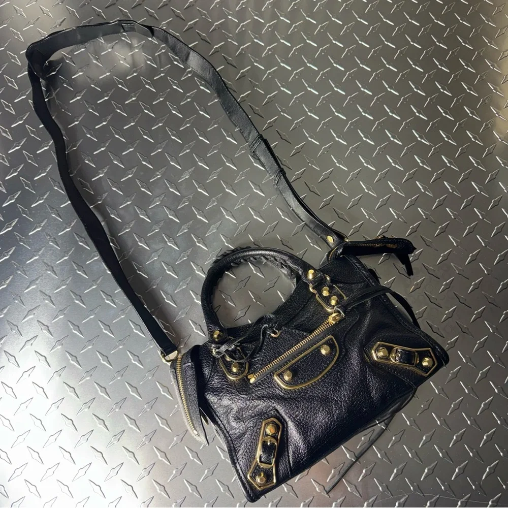 Balenciaga Metallic Edge Classic Moto Mini City Bag in Black GHW - Picture 2 of 11